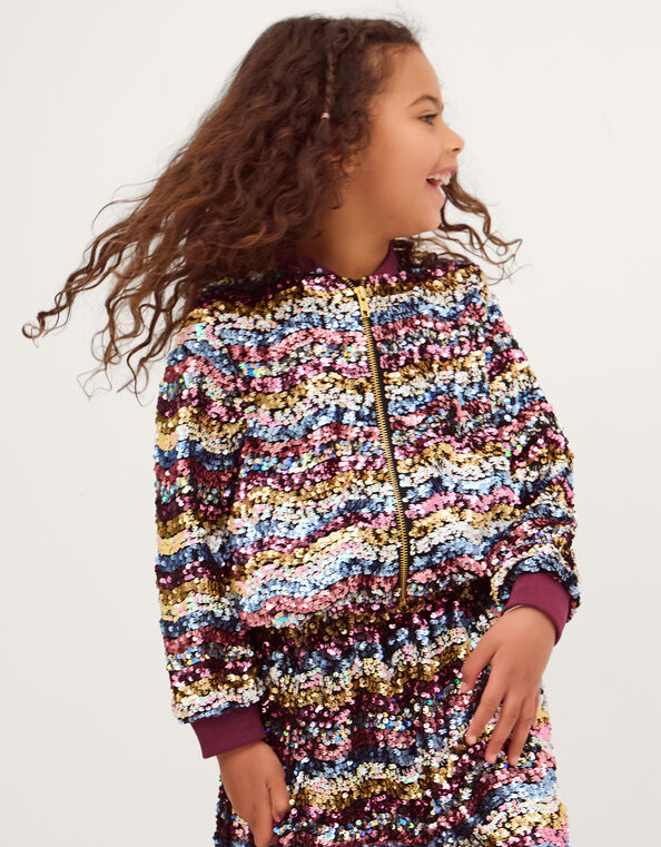 Sequin Bomber Jacket, Multi (MULTI), large