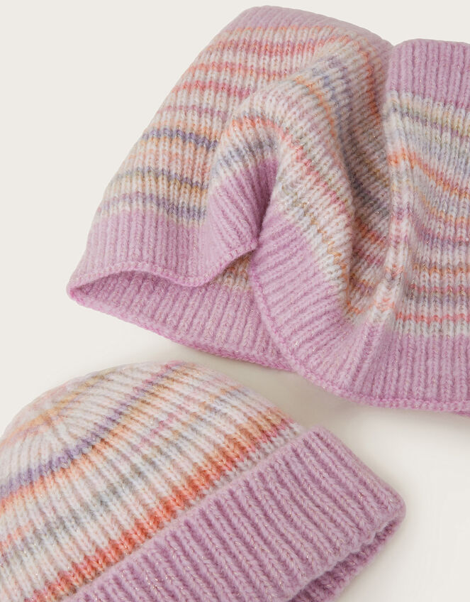 Space Dye Knit Beanie and Snood Set, Multi (MULTI), large