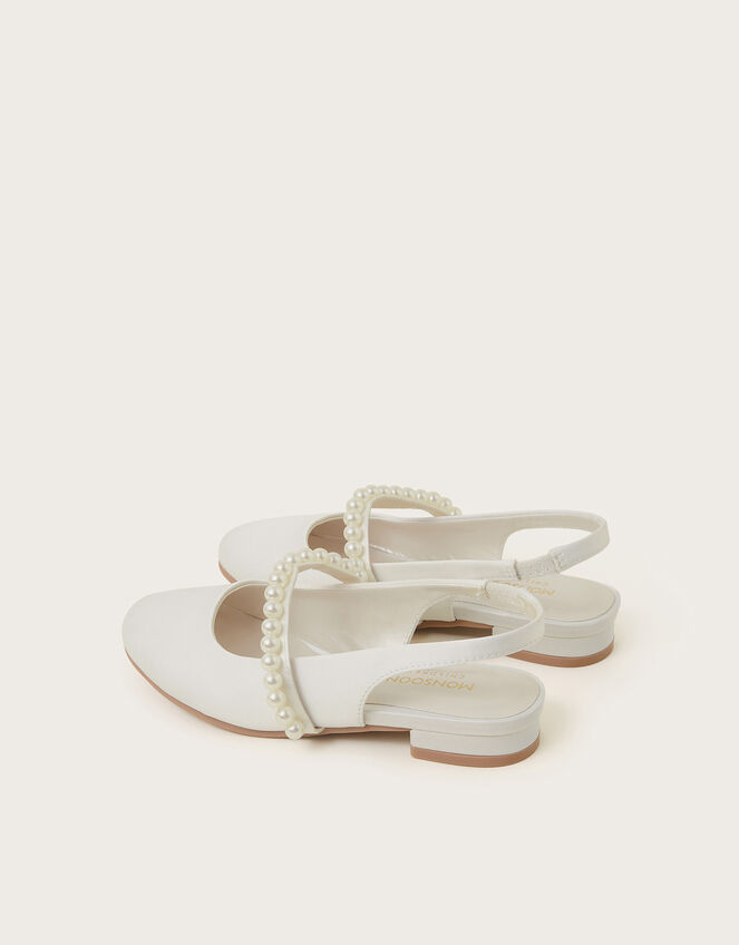 Pearl Strap Slingback Flats, Ivory (IVORY), large