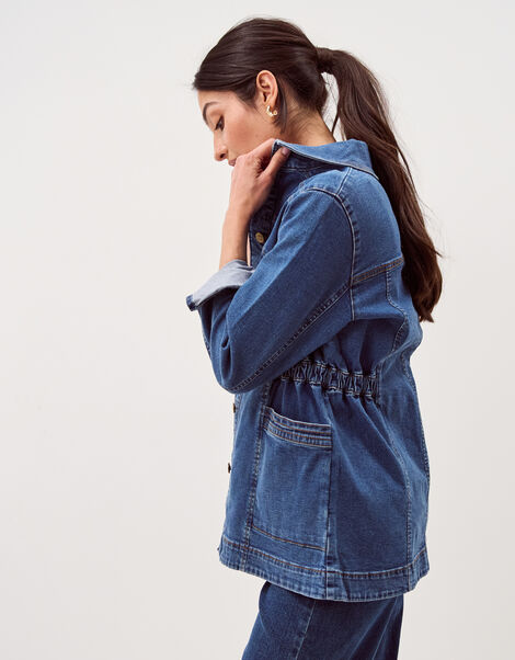 Mabel Longline Denim Jacket, Blue (MID AUTHENTIC BLUE), large