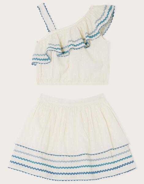 Ricrac Dobby Frill Top and Skirt Set, Ivory (IVORY), large