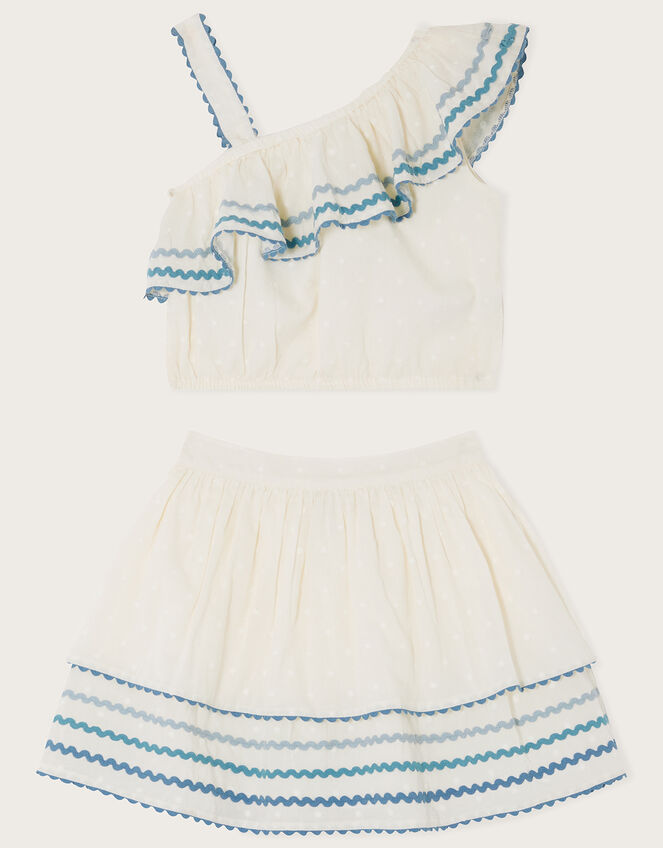 Ricrac Dobby Frill Top and Skirt Set, Ivory (IVORY), large