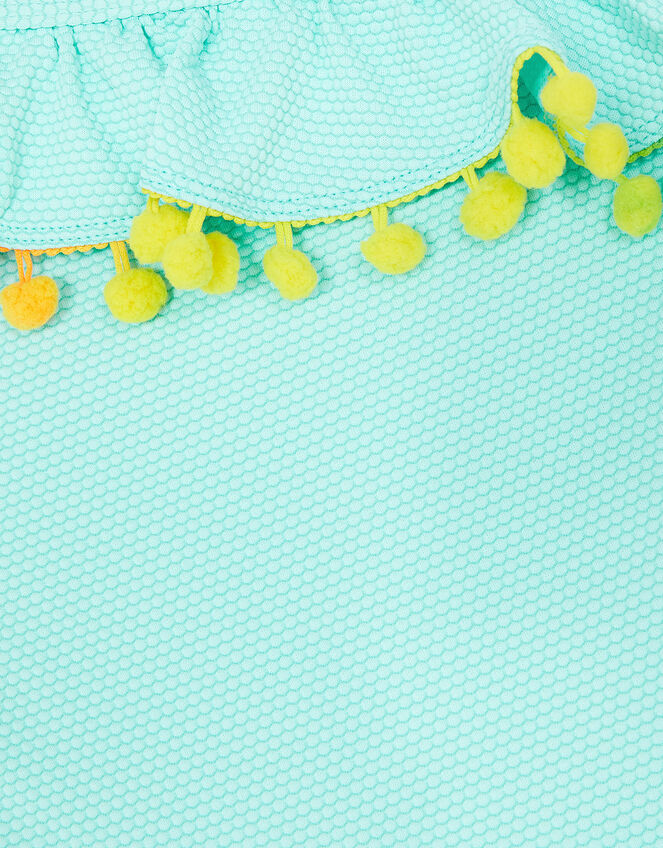 Textured Pom-Pom Swimsuit with Recycled Polyester, Blue (AQUA), large