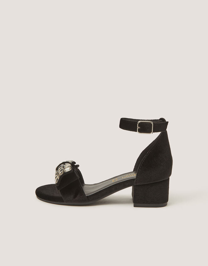 Embellished Velvet Two-Part Heels, Black (BLACK), large