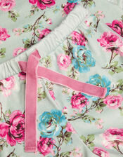 Velour Floral Print Long Sleeve Pyjamas Set, Green (GREEN), large