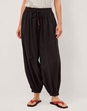 Nora Textured Cotton Balloon Pants, Black (BLACK), large