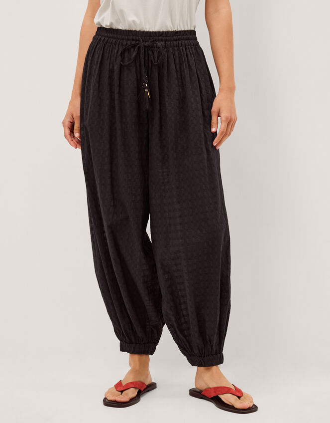 Nora Textured Cotton Balloon Pants, Black (BLACK), large