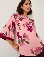 Clemmie Floral Print Top, Pink (PINK), large
