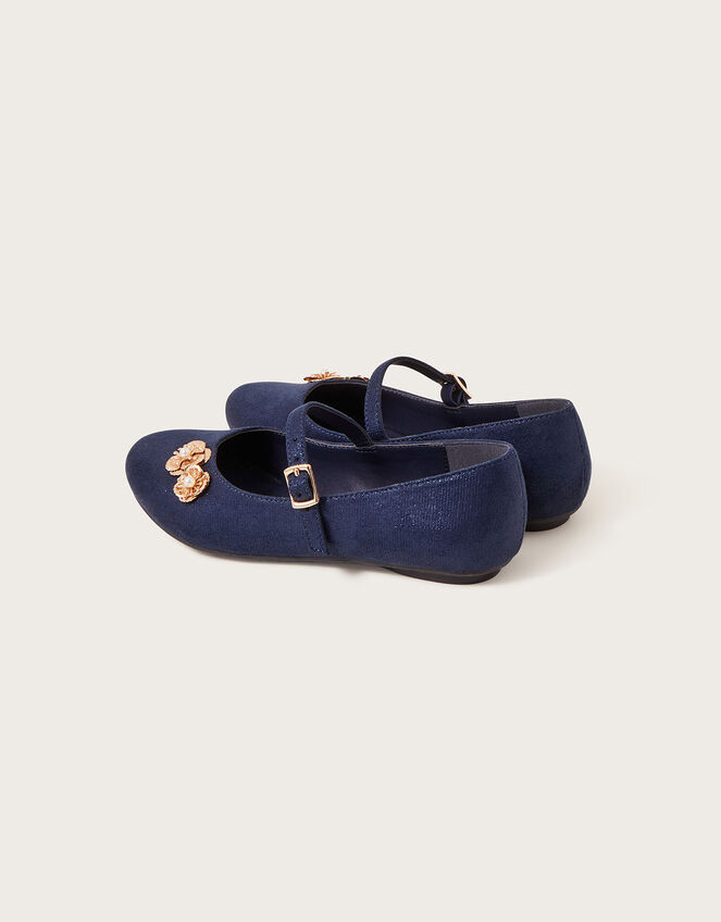 Jasmine Filigree Flower Ballerina Flats, Blue (NAVY), large