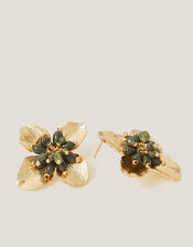 Bead Flower Stud Earrings, , large