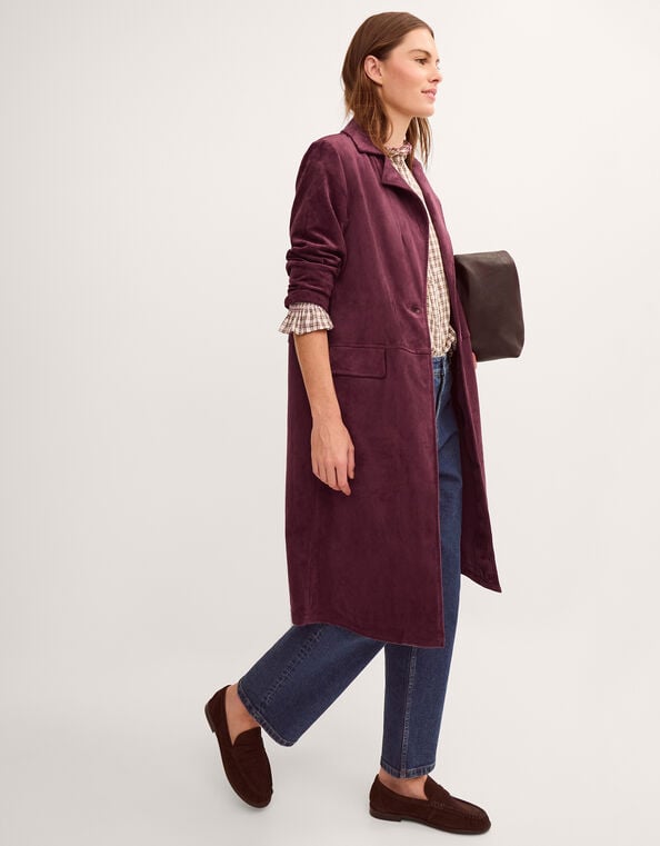 Tove Faux Suede Coat, Red (BERRY), large