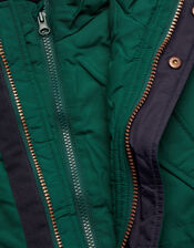 Parka Coat with Faux Fur Hood , Green (GREEN), large