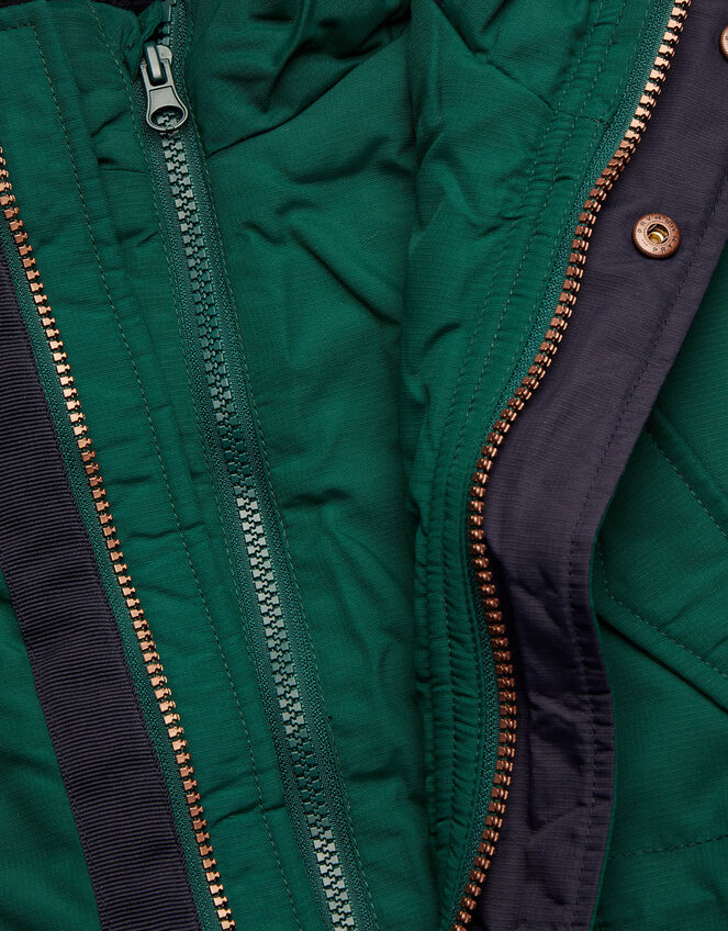 Parka Coat with Faux Fur Hood , Green (GREEN), large