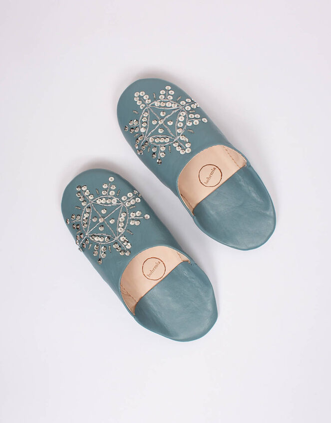 Bohemia Design Moroccan Babouche Sequin Slippers, Grey (GREY), large
