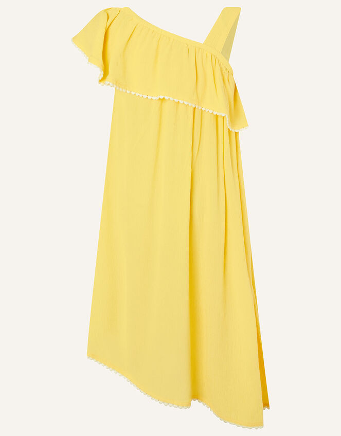 One-Shoulder Frill Dress in LENZING™ ECOVERO™, Yellow (YELLOW), large