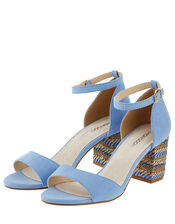 Otto Raffia Block Heel Sandals, Blue (BLUE), large