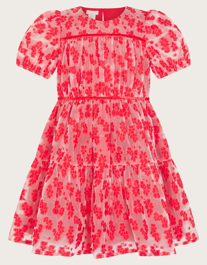 Floral Texture Dress, Red (RED), large