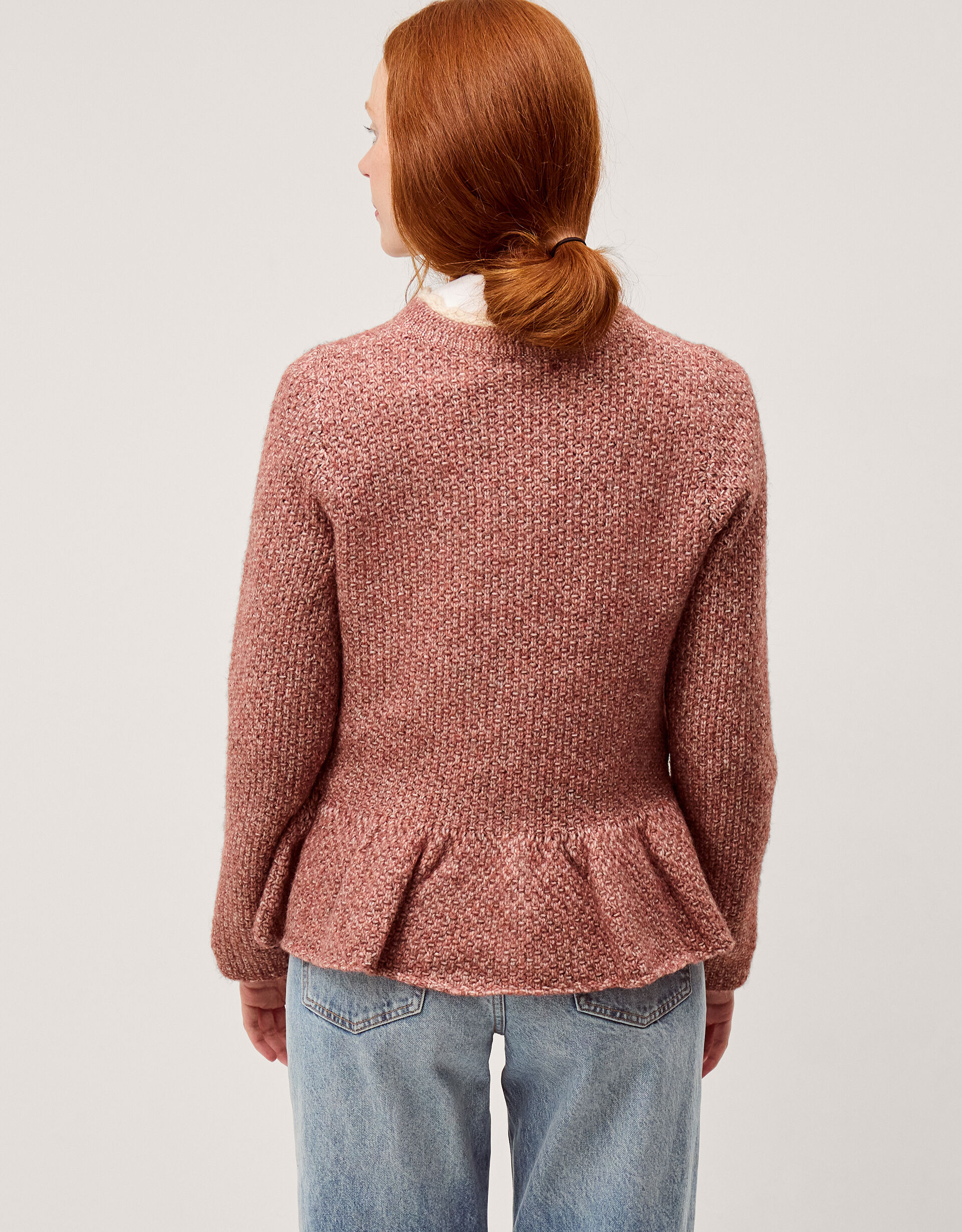 Suki Scallop Peplum Cardigan Pink