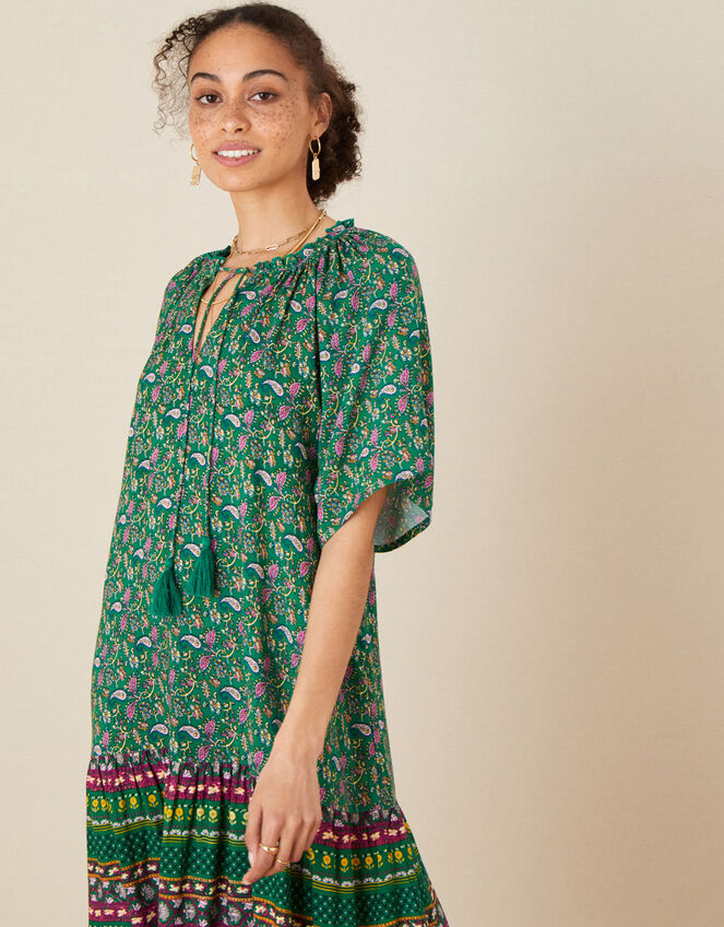 Paisley Print Tunic Dress, Green (GREEN), large