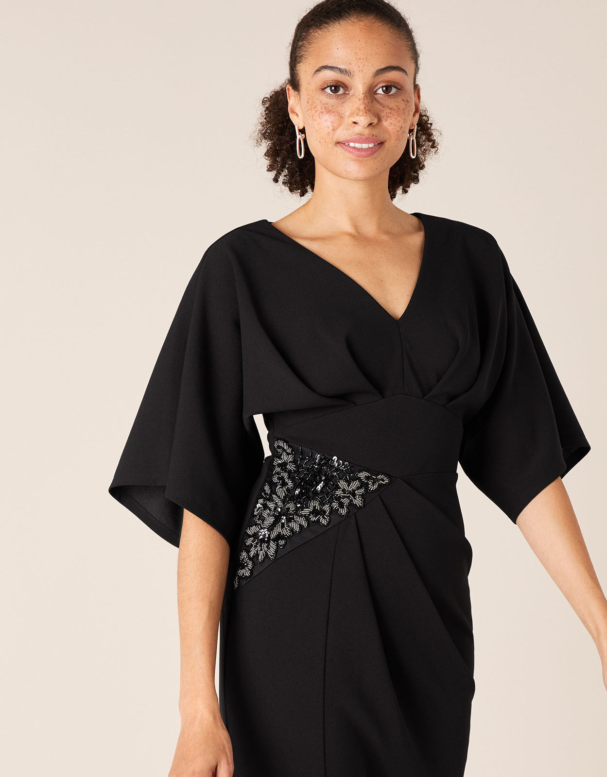 Kirsty Beaded Insert Stretch Maxi Dress Black Day Dresses