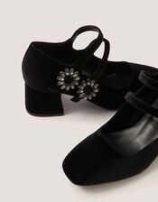 Symone Velvet Mary Jane Block Heels, Black (BLACK), large