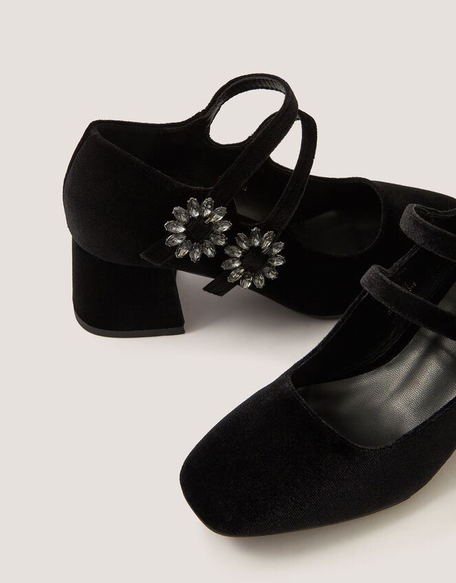 Symone Velvet Mary Jane Block Heels, Black (BLACK), large