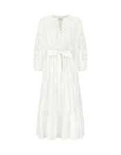 East Bridget Cutwork Tiered Midi Dress, White (WHITE), large