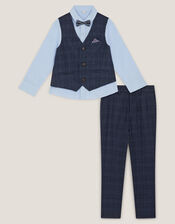 Four-Piece Oliver Check Suit, Blue (NAVY), large
