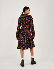 Ikat Print Short Dress in LENZING™ ECOVERO™, Black (BLACK), large