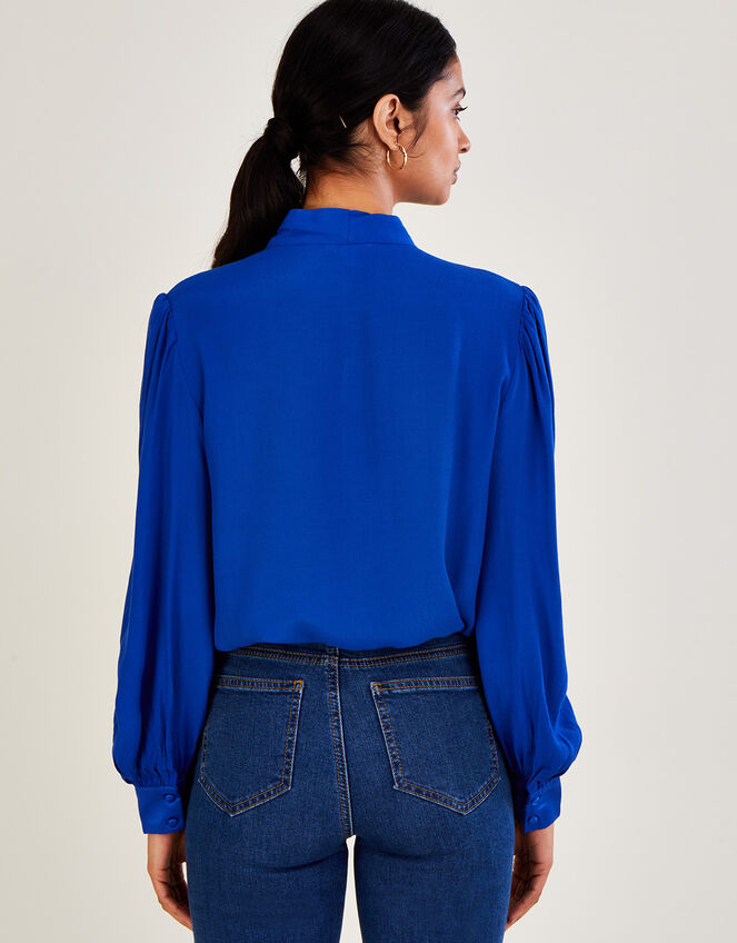 Laine Pussybow Blouse with LENZING™ ECOVERO™ , Blue (COBALT), large