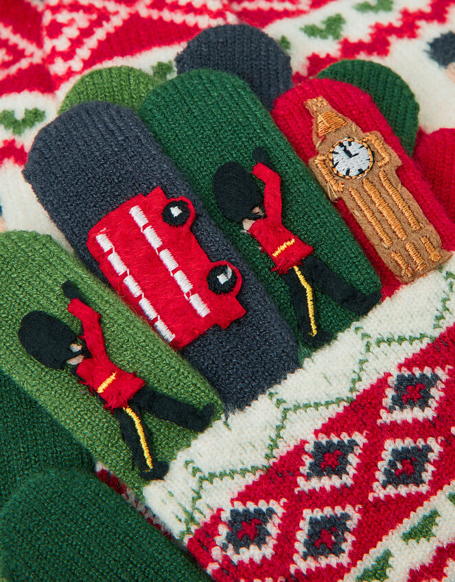 London Novelty Bobble Hat & Gloves Set, Multi (MULTI), large