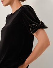 Vita Bow Sleeve Velvet T-Shirt, Black (BLACK), large