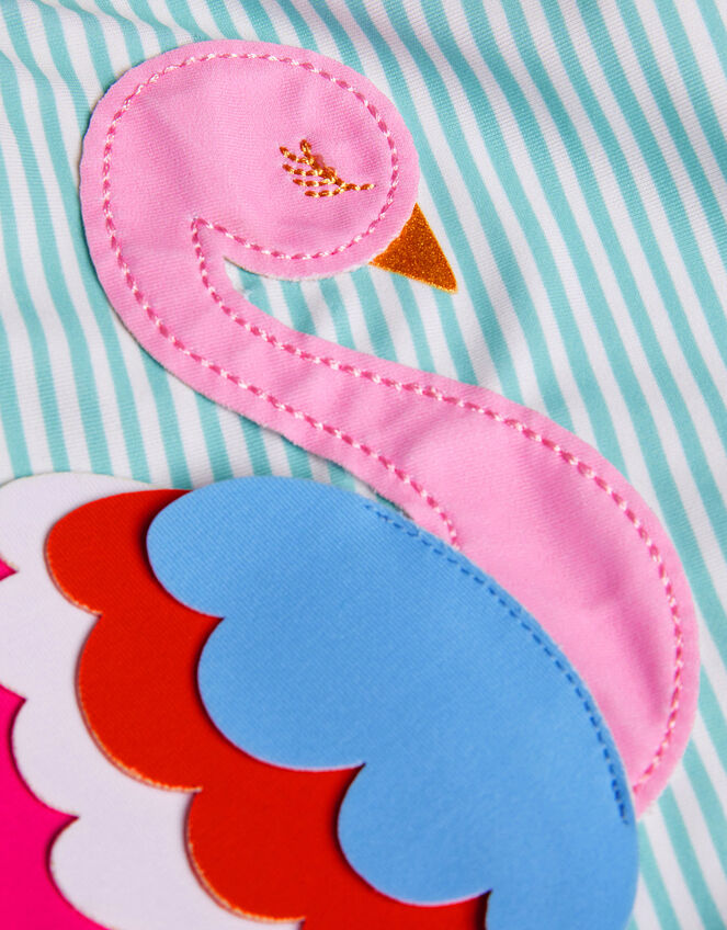 Baby Flamingo Stripe Swimsuit, Blue (AQUA), large