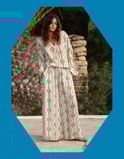 La Galeria Elefante Star Print Blouse, Orange (PEACH), large