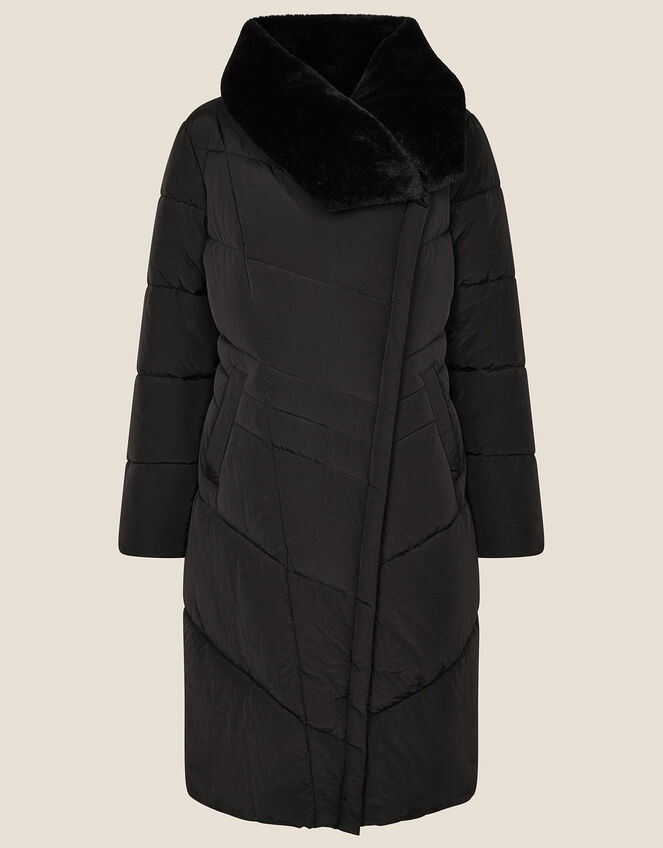 Beverley Faux Fur Collar Coat, Black (BLACK), large