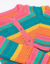 Frugi Rowe Rainbow Cardigan, Multi (MULTI), large