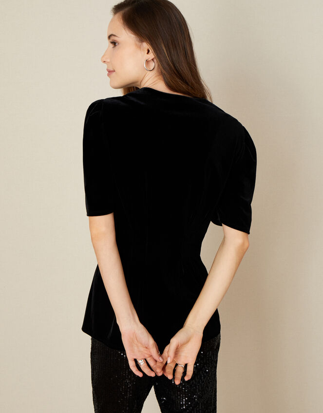 Connie Stretch Velvet Top, Black (BLACK), large