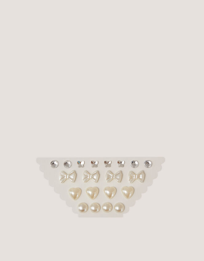 10-Pack Diamant&eacute; & Pearl Stick On Earrings, , large