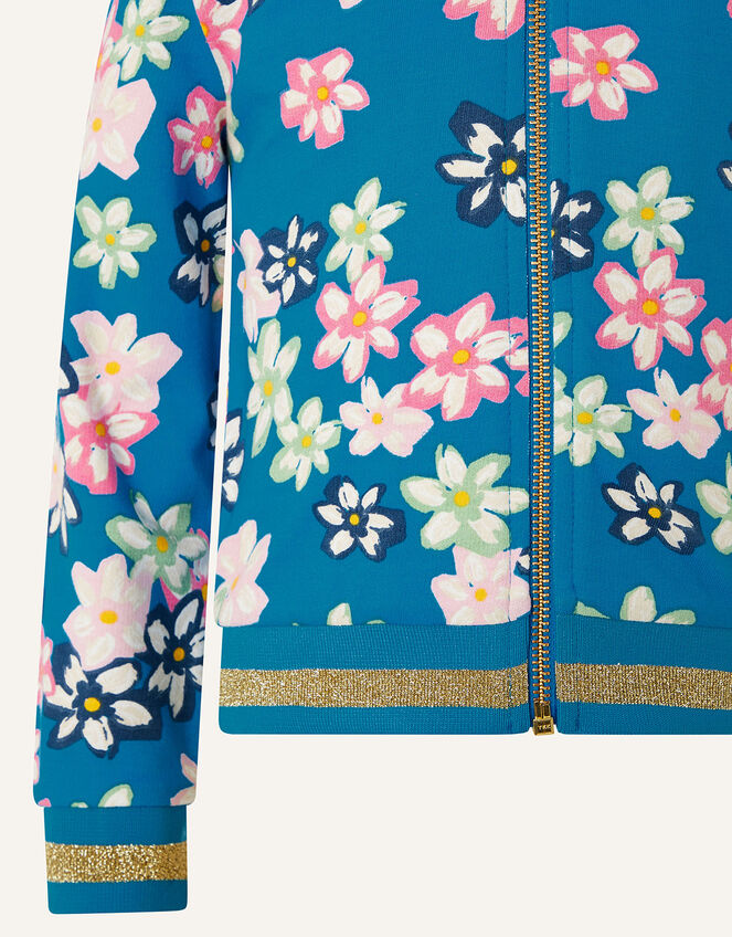 Bold Floral Bomber Jacket, Blue (BLUE), large