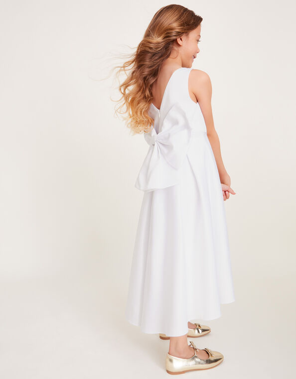 Sabrina Oversized Bow Communion Dress, White (WHITE), large
