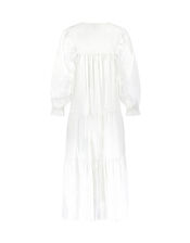 East Lesia Long Sleeve Tiered Midi Dress, White (WHITE), large