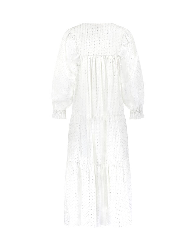East Lesia Long Sleeve Tiered Midi Dress, White (WHITE), large
