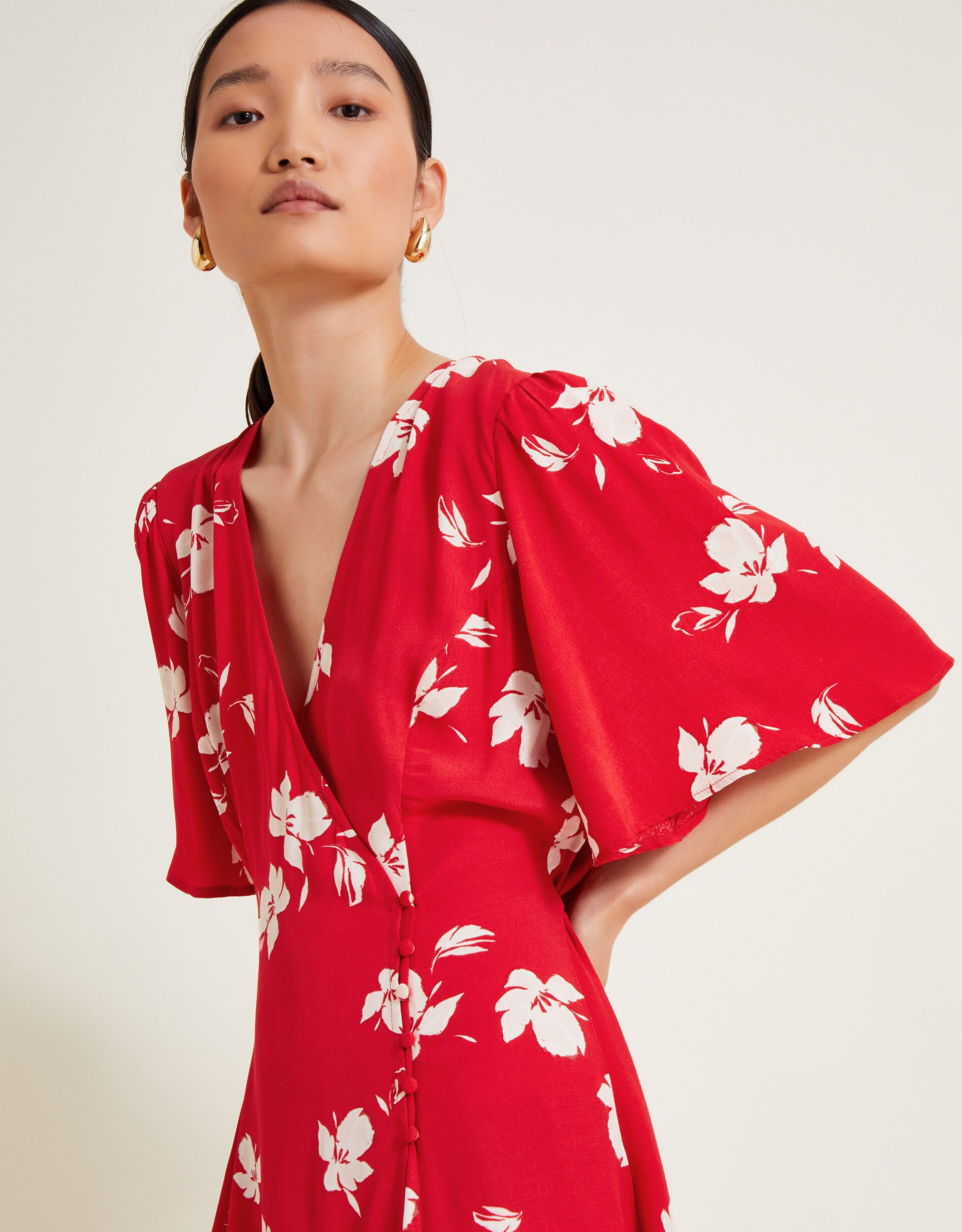 Monsoon red floral dress online