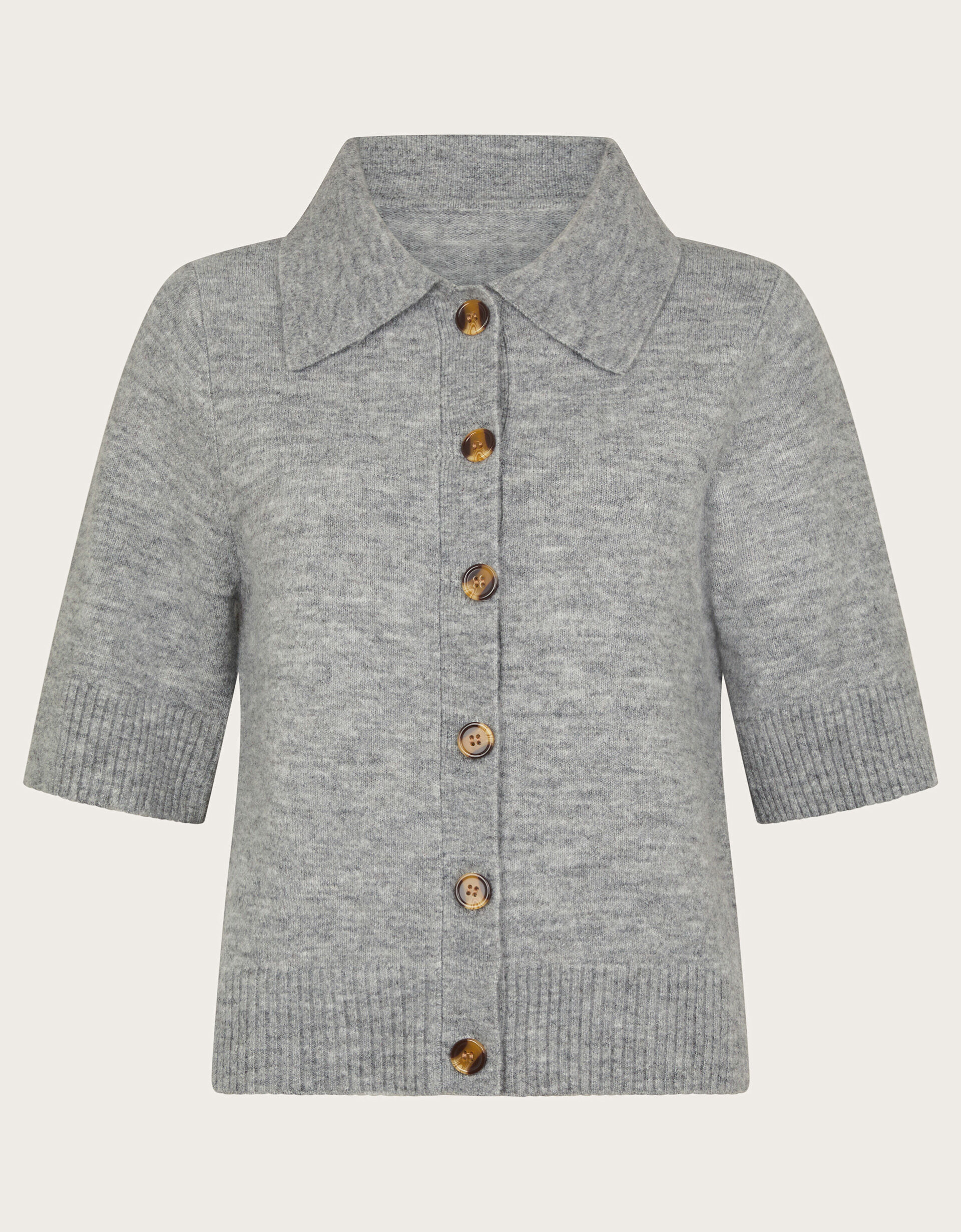 Gray short sleeve cardigan hot sale