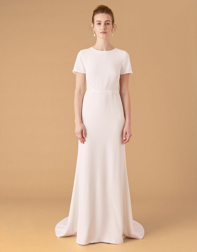 Shauna Crepe and Lace Bridal Dress, Ivory (IVORY), large
