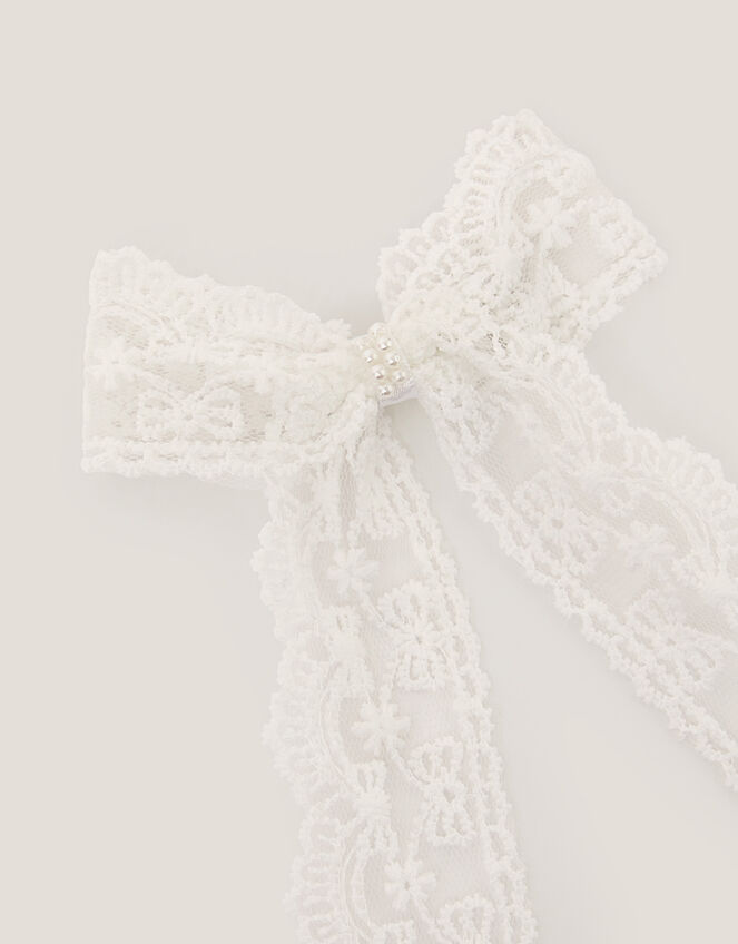 Long Lace Bow Hair Clip, , large