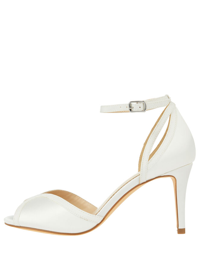 Simple Satin Peeptoe Bridal Sandals, Ivory (IVORY), large