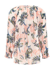 East Leilli Sheer Botanical Print Blouse, Multi (MULTI), large