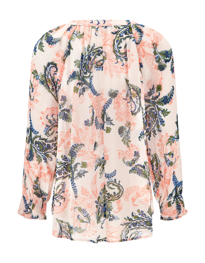 East Leilli Sheer Botanical Print Blouse, Multi (MULTI), large