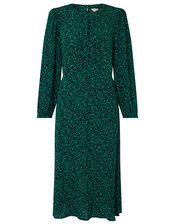 Animal Print Midi Dress in LENZING™ ECOVERO™, Green (DARK GREEN), large
